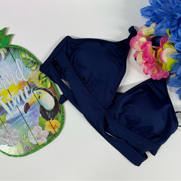 🌴SUPER SALE FAUX WRAP TRIANGLE BIKINI TOP - Picture 5 of 7